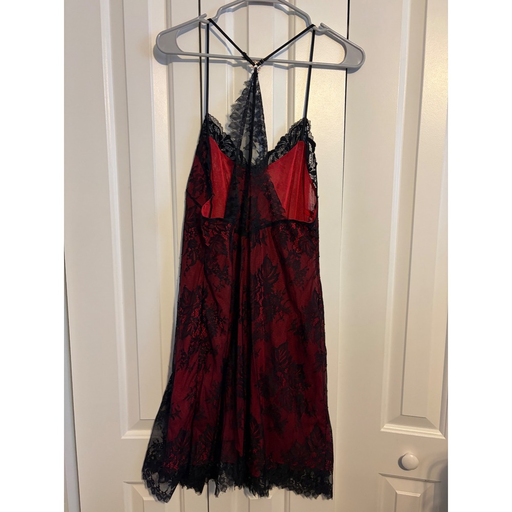 Lise Charmel Ecrin Desir Nightgown Lace Red Black Eyelash Trim Lingerie Chemise - Picture 8 of 11